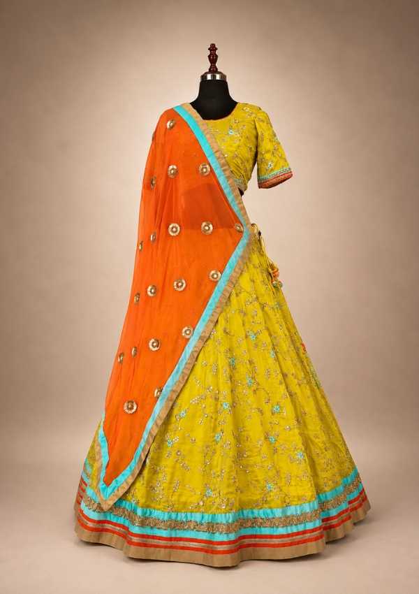 Yellow Silk Lehenga Set